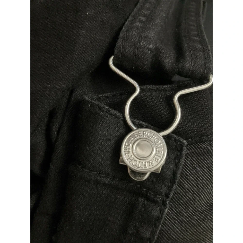 Abercrombie & Fitch Denim Bib Overalls Women's Size 27 4 Raw Hem Black Cute!